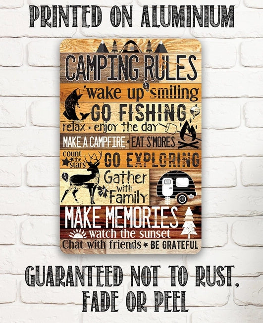 Metal Sign - Camping Rules 8x12