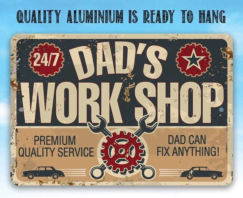 Metal Sign - Dad's Workshop 8x12