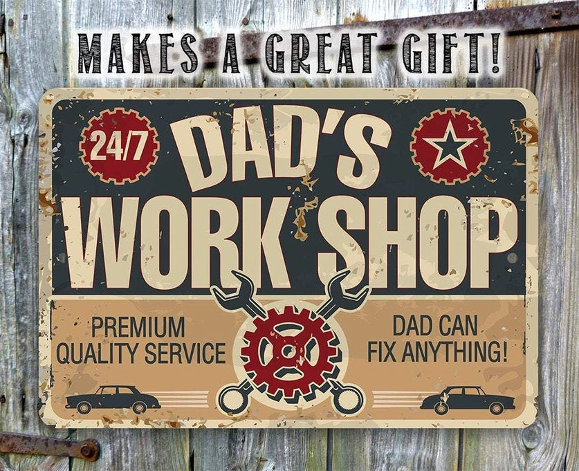 Metal Sign - Dad's Workshop 8x12