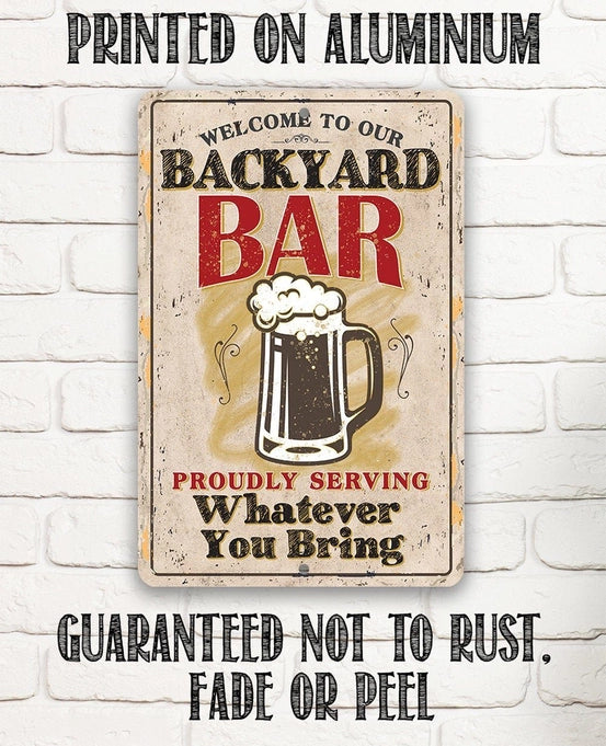 Metal Sign - Backyard Bar 8x12