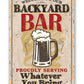 Metal Sign - Backyard Bar 8x12