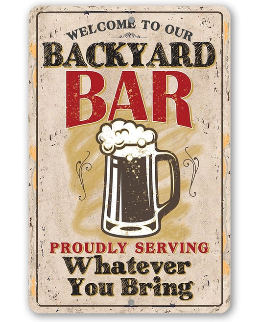 Metal Sign - Backyard Bar 8x12