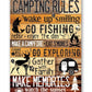 Metal Sign - Camping Rules 8x12