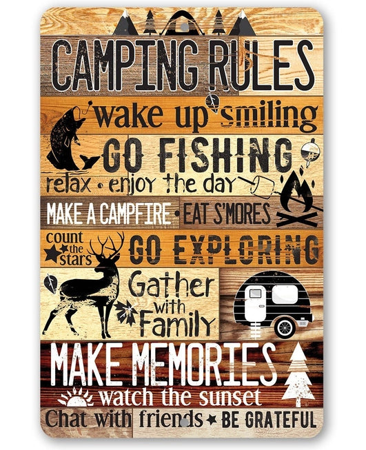 Metal Sign - Camping Rules 8x12