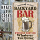 Metal Sign - Backyard Bar 8x12