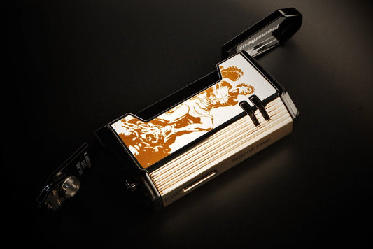 Lighter - Prometheus Magma X LE 24 God of Fire “Never Back Down” Gold on White