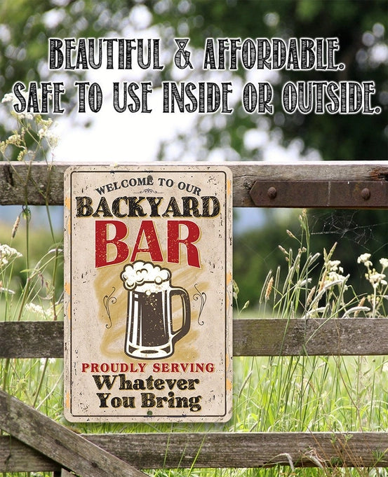 Metal Sign - Backyard Bar 8x12