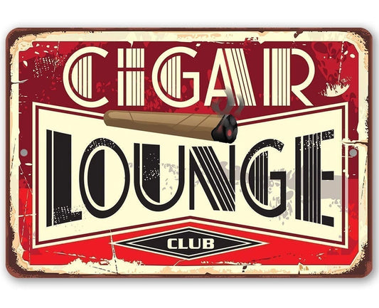 Metal Sign - Cigar Lounge 8x12
