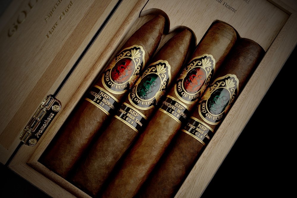 God of Fire - KKP Never Back Down 4-Cigar Assortment (Macassar Ebony)