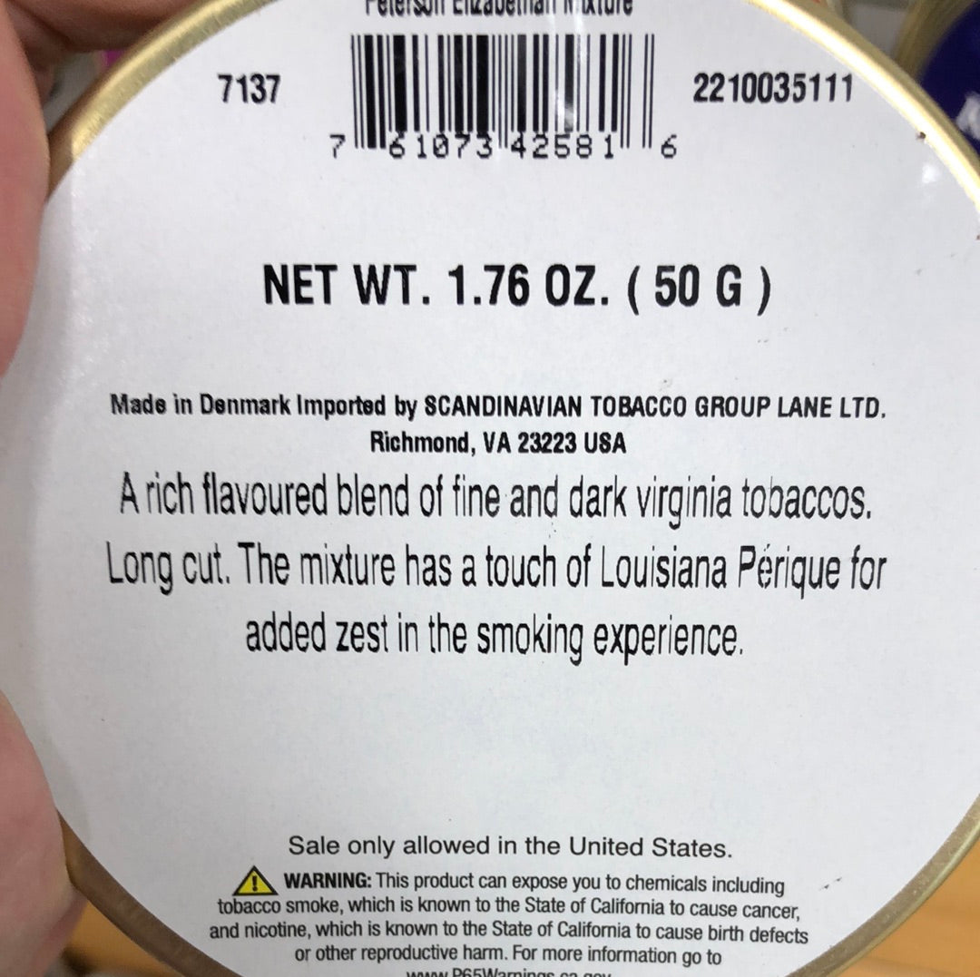 Pipe Tobacco - Peterson Elizabethan Mixture 1.75oz